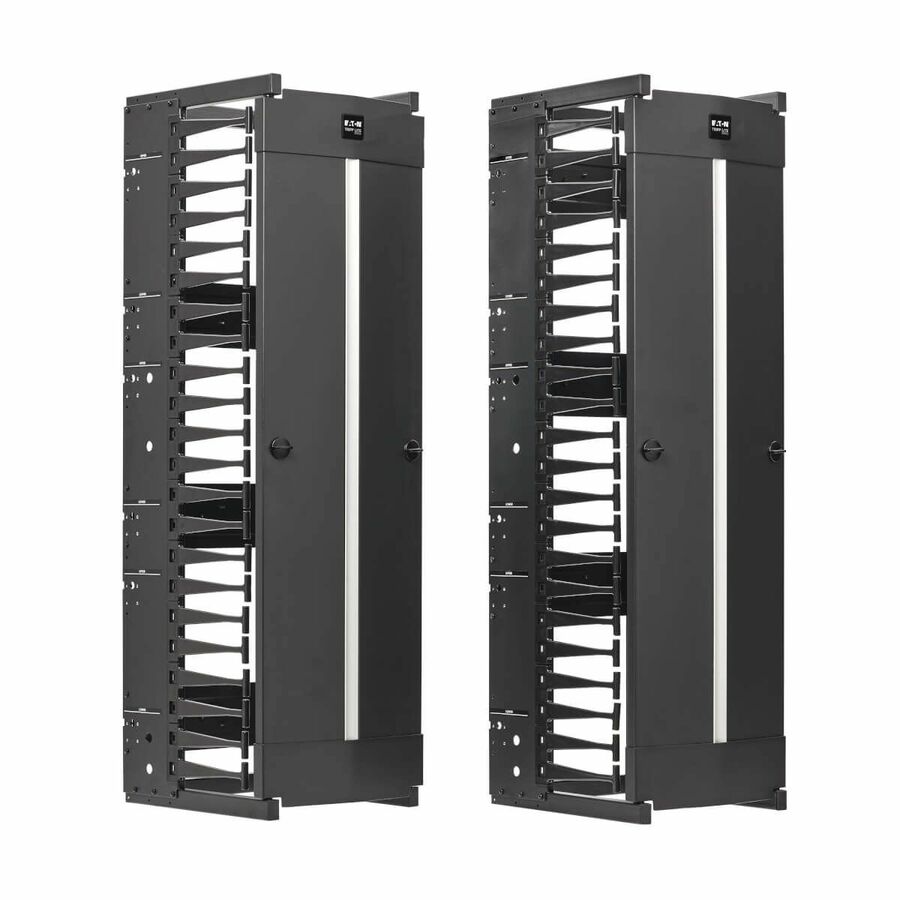Eaton Tripp Lite Series High-Capacity Vertical Cable Manager - Deep Double Finger Duct with Cover, Single Sided, 12 in. Wide, Black, 7 ft. (2.2 m)