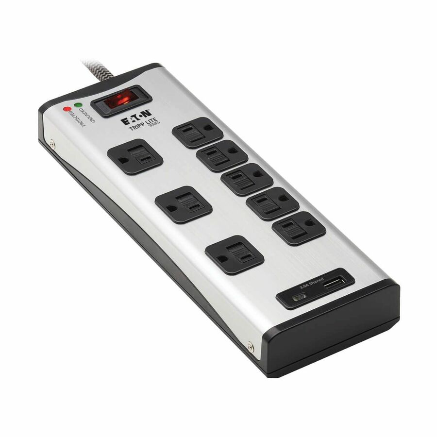 Tripp Lite by Eaton 8-Outlet Surge Protector with 1 USB-A and 1 USB-C (3.9A Shared) - 8 ft. Cord 2100 Joules Metal Housing
