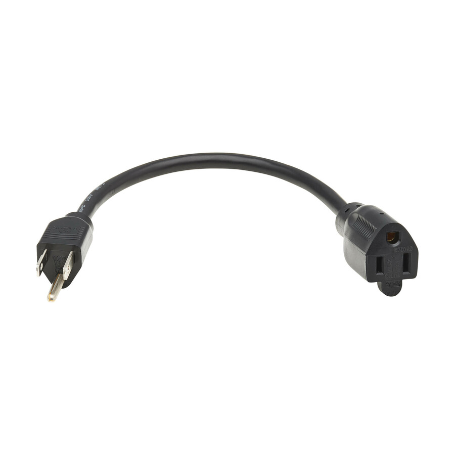 Eaton Tripp Lite Series Power Extension Cord, NEMA 5-15P to NEMA 5-15R - 13A, 120V, 16 AWG, 1 ft. (0.3 m), Black