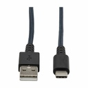 Tripp Lite by Eaton Heavy-Duty USB-A to USB-C Cable USB 2.0 UHMWPE and Aramid Fibers (M/M) Gray 10 ft. (3.05 m)