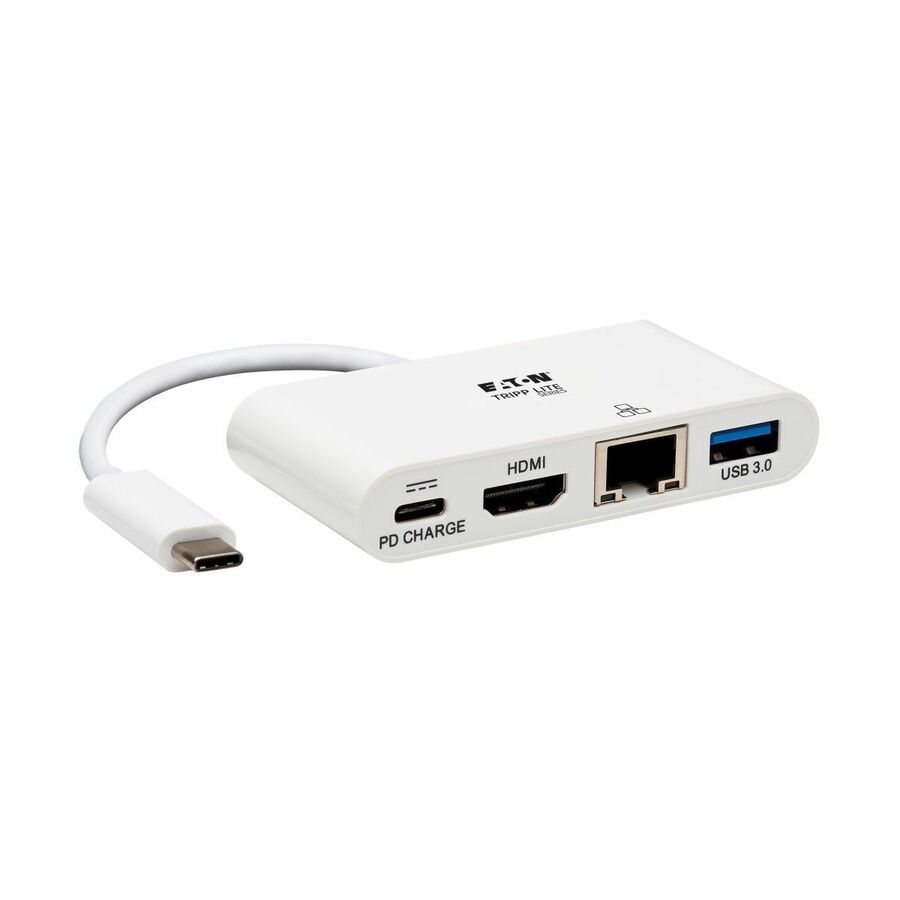 Tripp Lite by Eaton USB-C Multiport Adapter - 4K HDMI USB 3.x (5Gbps) Hub Port GbE 60W PD Charging HDCP White