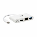 Tripp Lite by Eaton USB-C Multiport Adapter - 4K HDMI USB 3.x (5Gbps) Hub Port GbE 60W PD Charging HDCP White