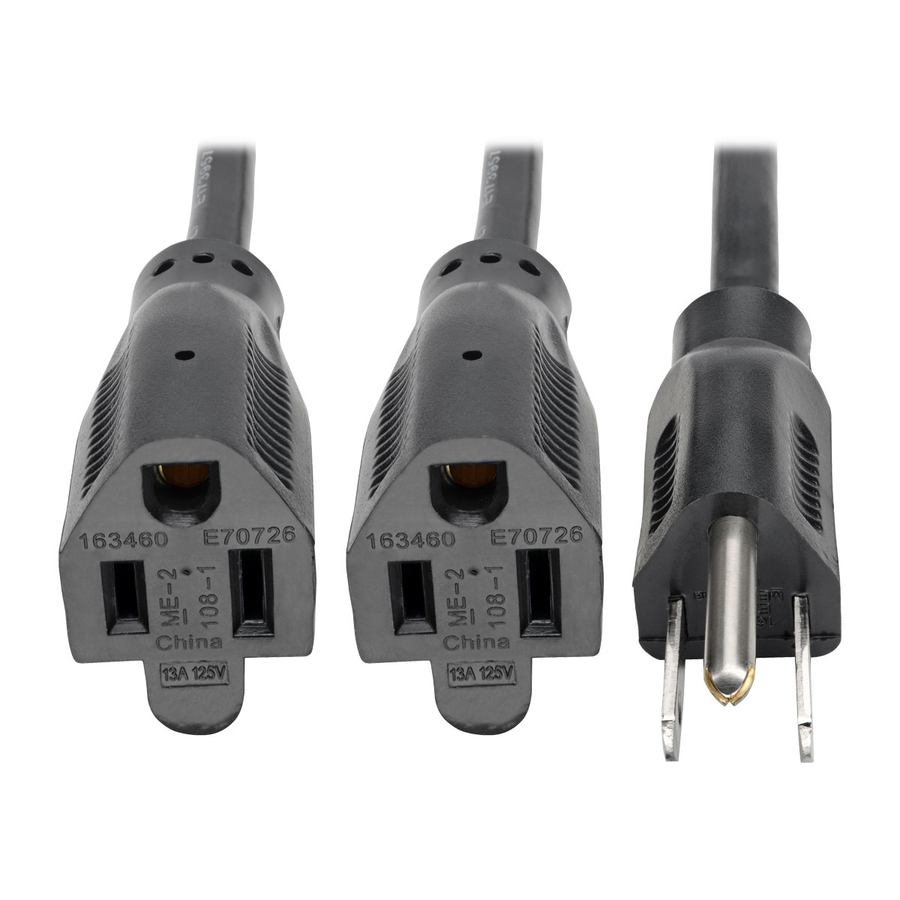 Eaton Tripp Lite Series Extension Cord Y Splitter, NEMA 5-15P to 2x NEMA 5-15R - 13A, 120V, 16 AWG, 18-in. (45.72 cm), Black
