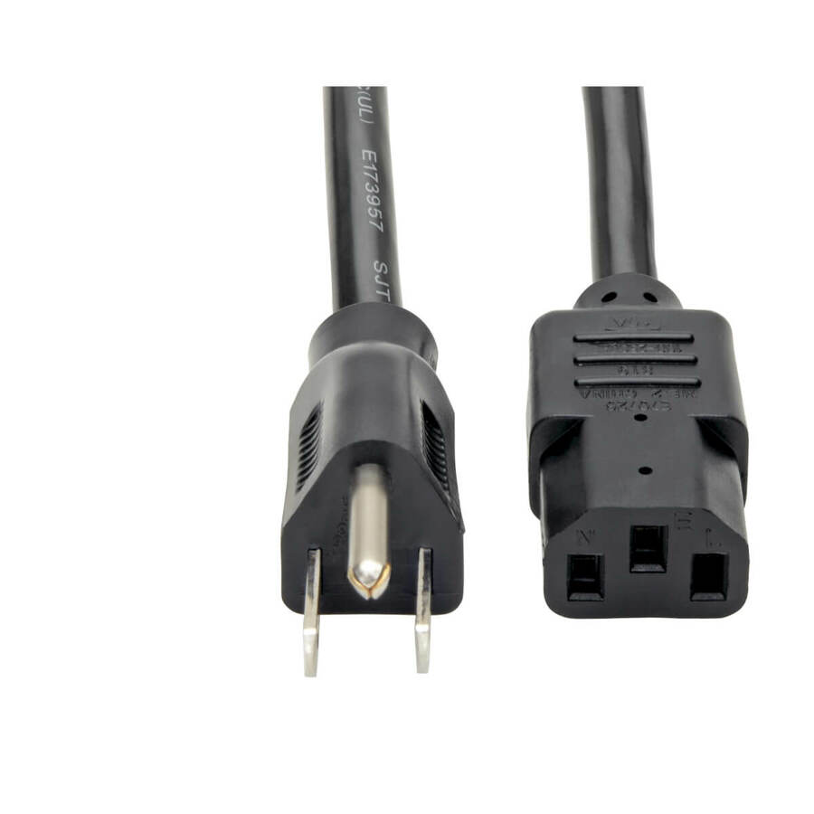 Tripp Lite by Eaton Computer Power Cord NEMA 5-15P to C13 - Heavy-Duty 15A 125V 14 AWG 3 ft. (0.91 m) Black