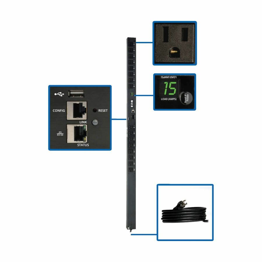 Tripp Lite by Eaton PDU 1.4kW Single-Phase Switched PDU - LX Interface 120V Outlets (16 5-15R) 10 ft. (3.05 m) Cord with 5-15P 0U TAA