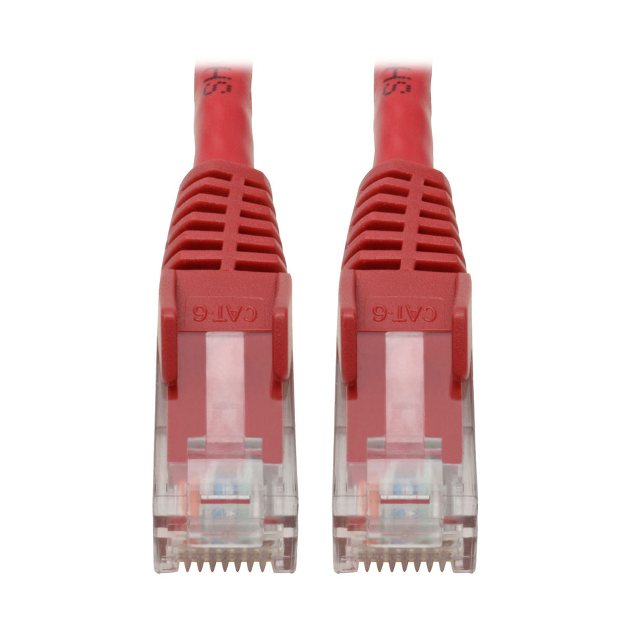 Eaton Tripp Lite Series Cat6 Gigabit Snagless Molded (UTP) Ethernet Cable (RJ45 M/M), PoE, Red, 6-in. (15.24 cm)
