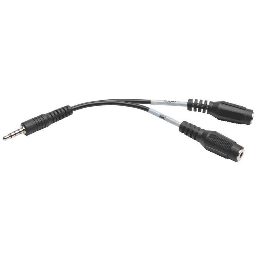 Eaton Tripp Lite Series 3.5 mm 3-Position to 3.5 mm 4-Position Audio Headset Splitter Adapter Cable (2xF/M), 6 in. (15.2 cm)