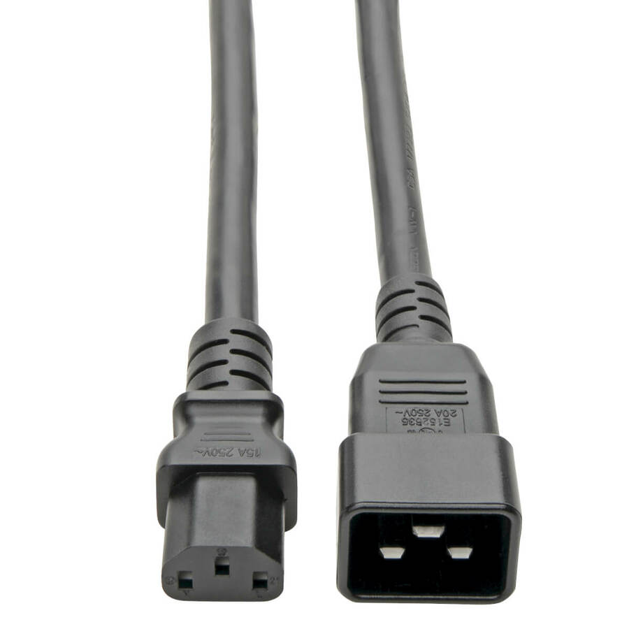 Tripp Lite by Eaton C20 to C13 Power Cord for Computer - Heavy-Duty 15A 100-250V 14 AWG 7 ft. (2.13 m) Black