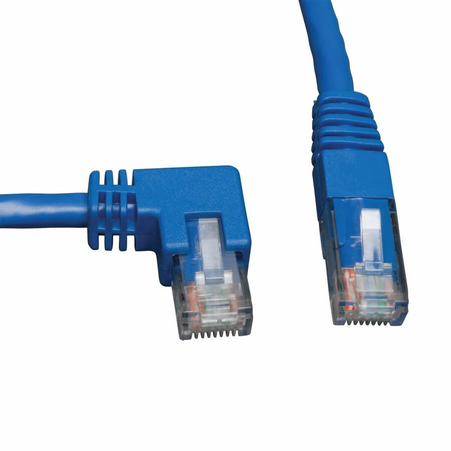 Eaton Tripp Lite Series Left-Angle Cat6 Gigabit Molded UTP Ethernet Cable (RJ45 Left-Angle M to RJ45 M), Blue, 3 ft. (0.91 m)