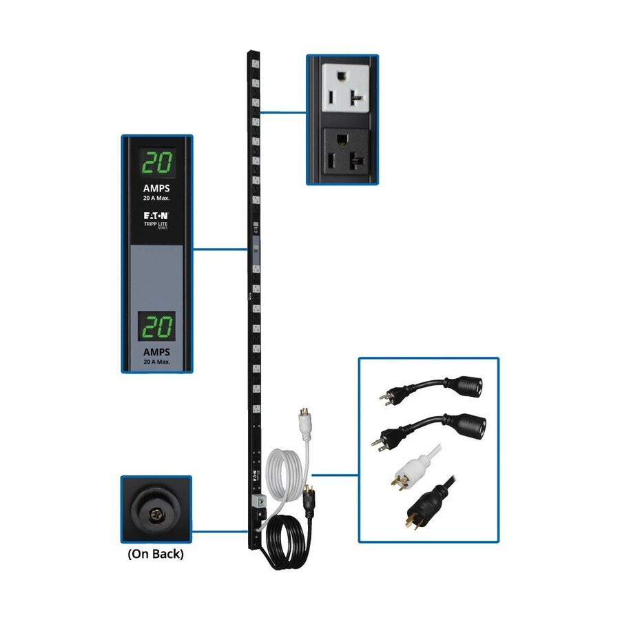 Tripp Lite by Eaton PDU 3.8kW Single-Phase Local Metered PDU Dual Circuit 120V Outlets (32 5-15/20R) L5-20P/5-20P 10 ft. (3.05 m) Cord 0U Vertical