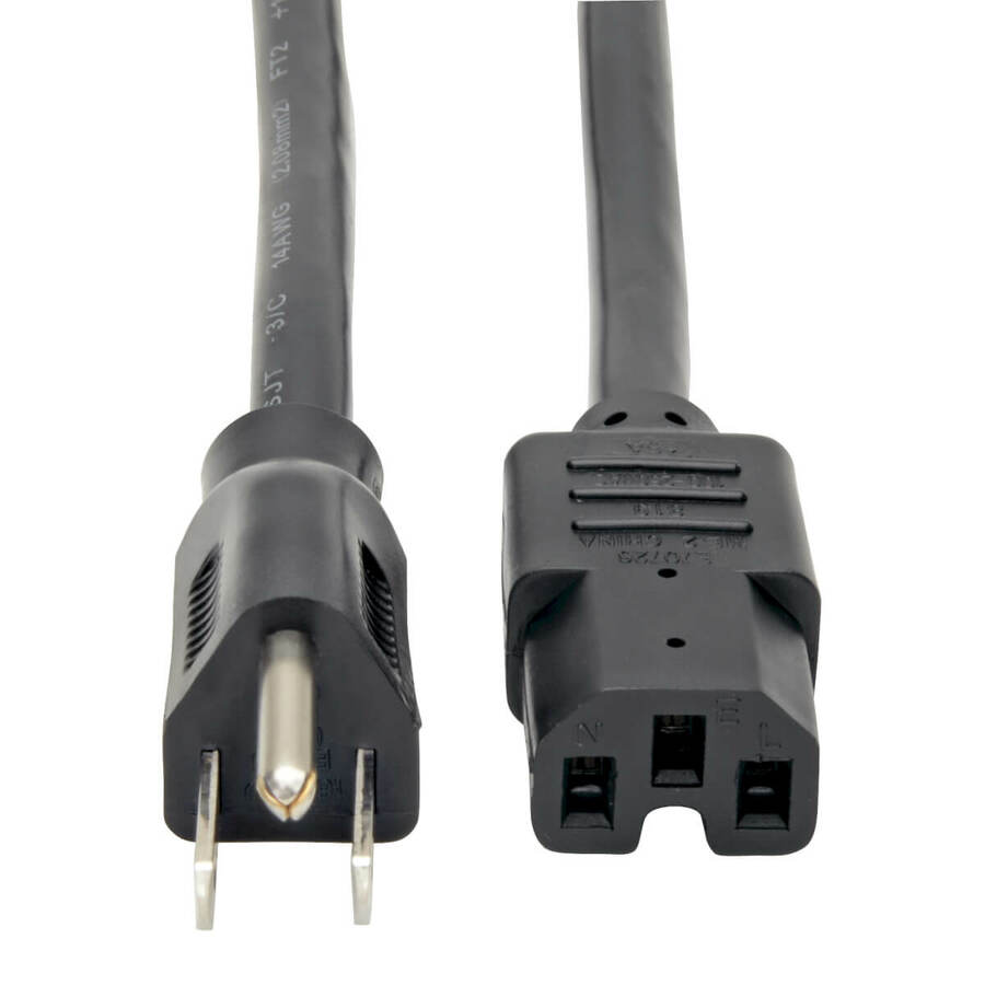 Tripp Lite by Eaton Power Cord NEMA 5-15P to C15 - Heavy-Duty 15A 125V 14 AWG 4 ft. (1.22 m) Black