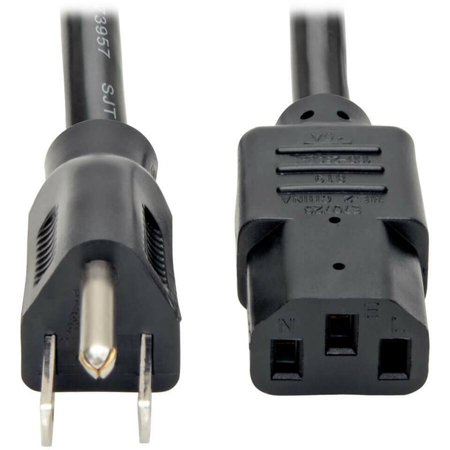Tripp Lite by Eaton Computer Power Cord NEMA 5-15P to C13 - Heavy-Duty 15A 125V 14 AWG 12 ft. (3.66 m) Black