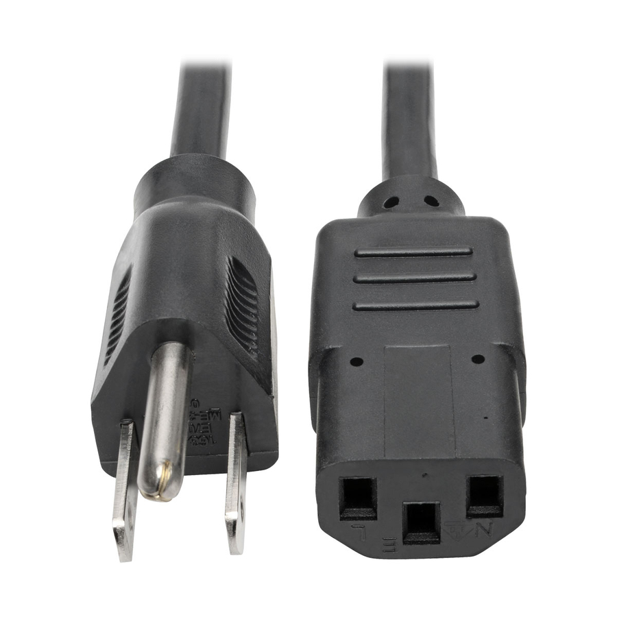 Tripp Lite by Eaton Desktop Computer AC Power Cable NEMA 5-15P to C13 - 10A 125V 18 AWG 25 ft. (7.62 m) Black