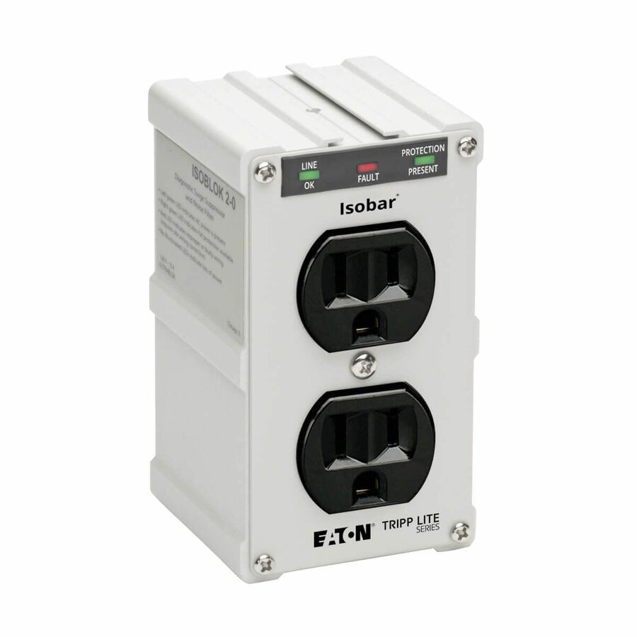 Eaton Tripp Lite Series Isobar 2-Outlet Surge Protector, Direct Plug-In, 1410 Joules, Diagnostic LEDs, Metal Housing