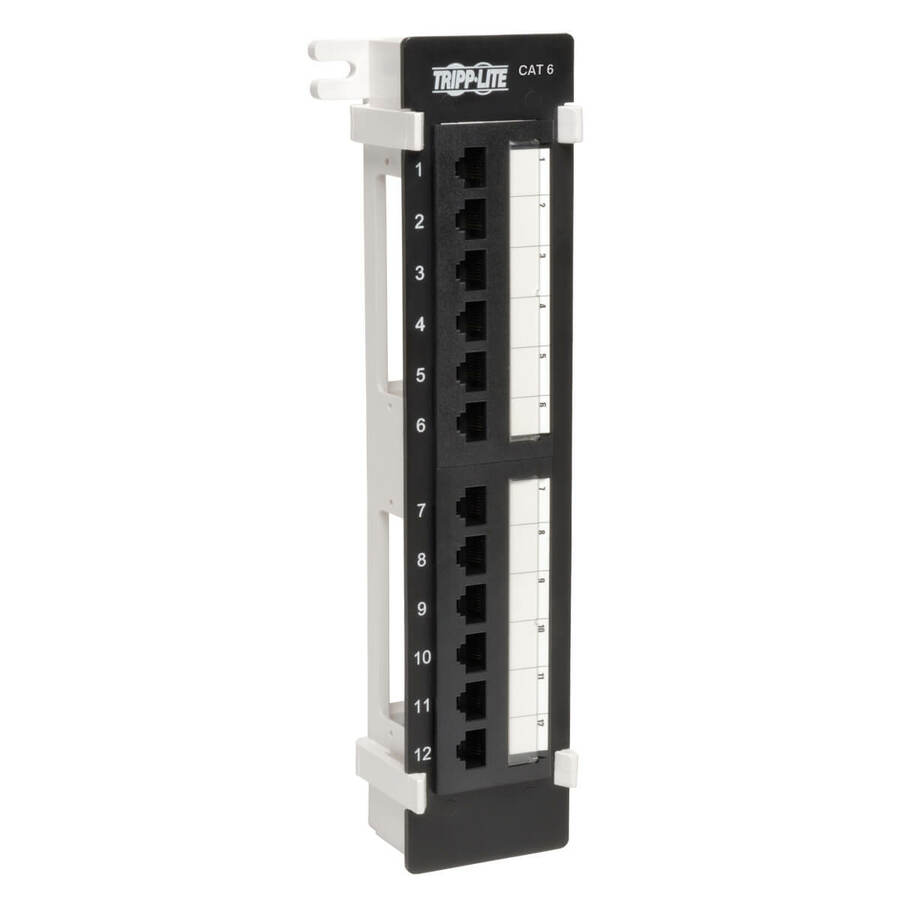 Tripp Lite by Eaton 12-Port Cat6 Wall Mount Vertical 110 Patch Panel RJ45 TAA GSA