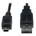 Eaton Tripp Lite Series Universal Reversible USB 2.0 Converter Adapter Cable (Reversible A to 5Pin Mini B M/M), 3 ft. (0.91 m)
