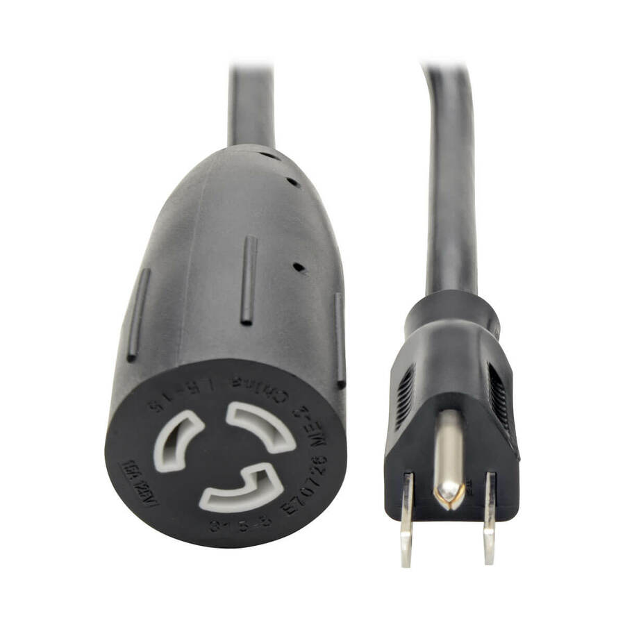 Tripp Lite by Eaton Heavy-Duty Power Extension Cable NEMA L5-15R to NEMA 5-15P - 15A 120V 14 AWG 1 ft. (0.31 m) Black