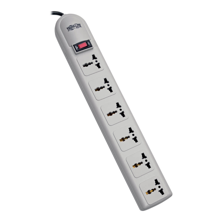Eaton Tripp Lite Series Protect It! 230V 6-Universal Outlet Surge Protector, 1.8M Cord, British Plug, 750 Joules