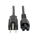 Eaton Tripp Lite Series 3-Slot Power Cord, NEMA 5-15P to C5 - Laptop/Notebook, 10A, 125V, 18 AWG, 10 ft. (3.05 m), Black