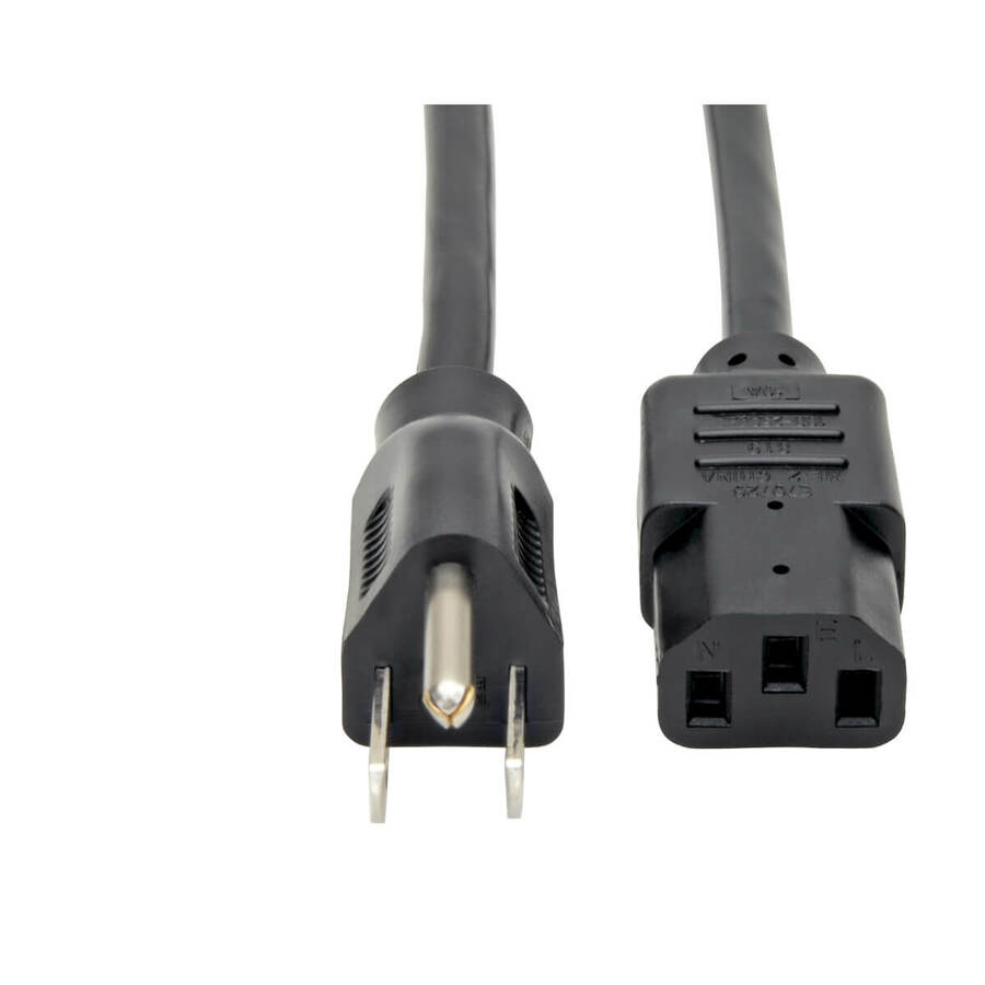 Eaton Tripp Lite Series Desktop Computer Power Cable, NEMA 5-15P to C13 - 10A, 125V, 18 AWG, 12 ft. (3.66 m), Black