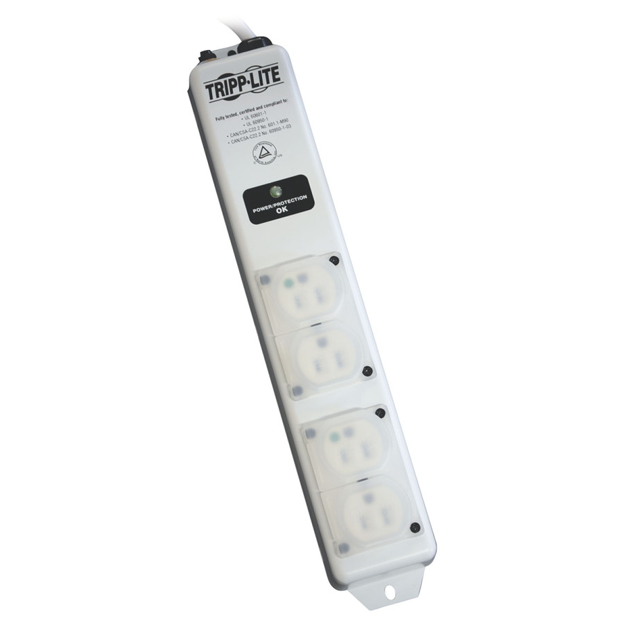 Eaton Tripp Lite Series Safe-IT UL 60601-1 Medical-Grade Surge Protector for Patient-Care Vicinity, 4x Hospital-Grade Outlets, 6 ft. Cord, Antimicrobial Protection