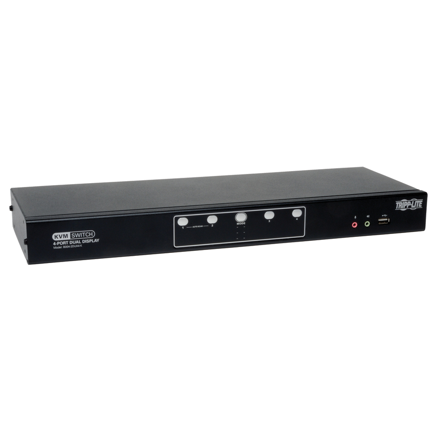 Eaton Tripp Lite Series 4-Port Dual Monitor DVI KVM Switch with Audio and USB 2.0 Hub, Cables included, TAA