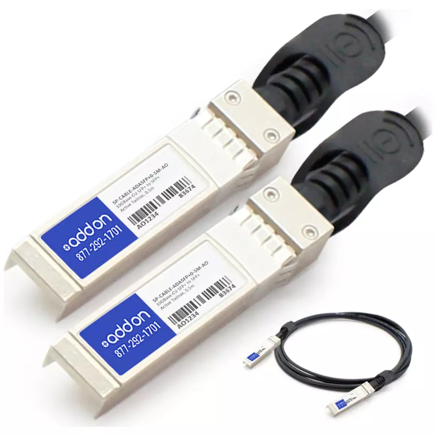 AddOn Fortinet® SP-CABLE-ADASFP+0-5M Compatible TAA Compliant 10GBase-CU SFP+ to SFP+ Direct Attach Cable (Active Twinax, 50cm)