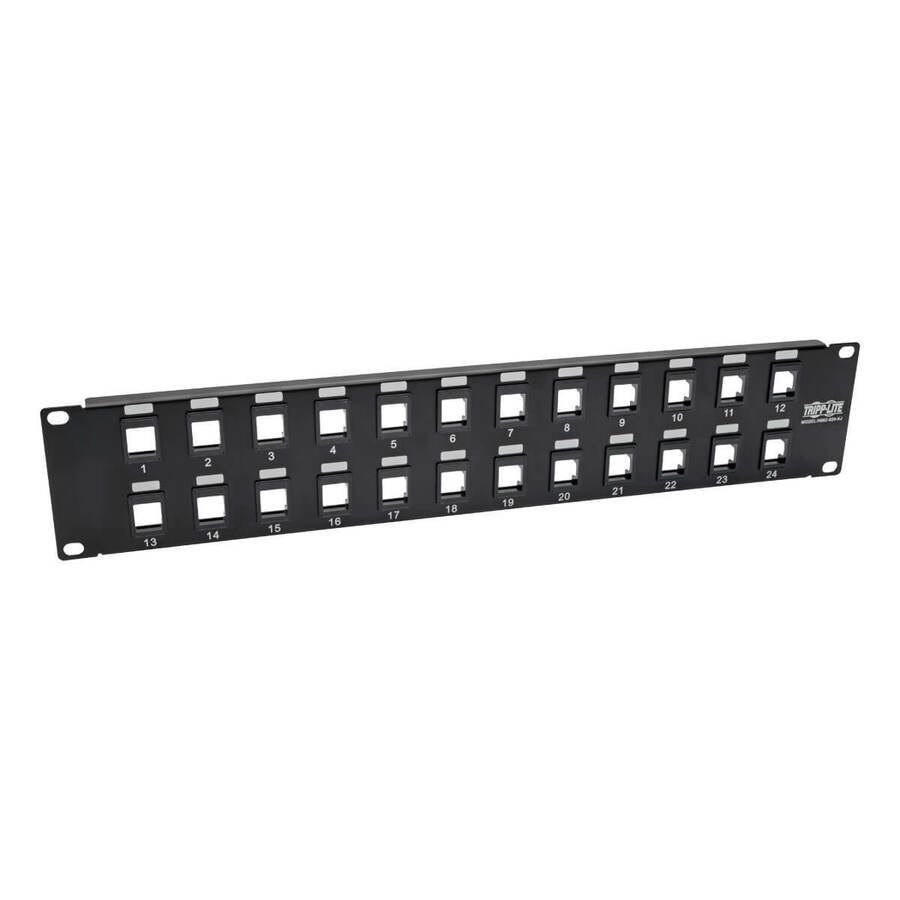 Eaton Tripp Lite Series 24-Port 2U Rack-Mount Unshielded Blank Keystone/Multimedia Patch Panel, RJ45 Ethernet, USB, HDMI, Cat5e/6