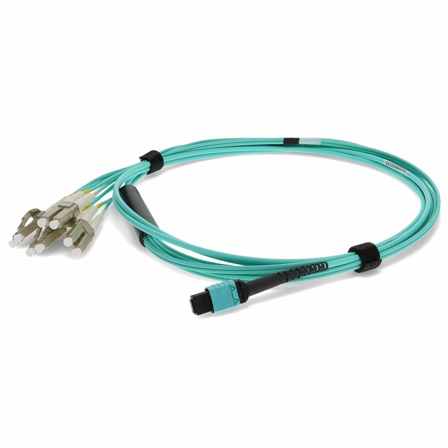 AddOn 3m MPO/UPC to 4xLC/UPC Duplex Aqua OM4 LSZH 8-Strand Fiber Fanout Cable