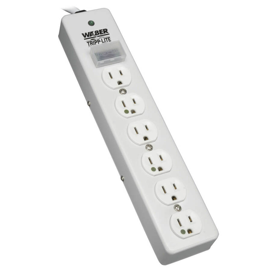 Tripp Lite by Eaton Hospital-Grade Surge Protector with 6 Hospital-Grade Outlets 15 ft. (4.57 m) Cord 1050 Joules UL 1363 Not for Patient-Care Rooms
