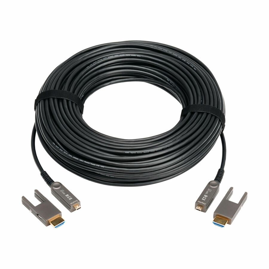 Eaton Tripp Lite Series 8K HDMI Fiber Active Optical Cable (AOC) with Detachable Connectors (M/M) - 8K UHD @ 60 Hz, HDR, HDCP 2.3, Black, 20 m (66 ft.)