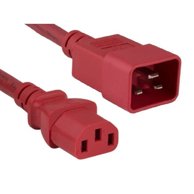 ENET C13 to C14 4ft Red Power Cord / Cable 250V 14 AWG 15A NEMA IEC-320 C13 to IEC-320 C20 4'