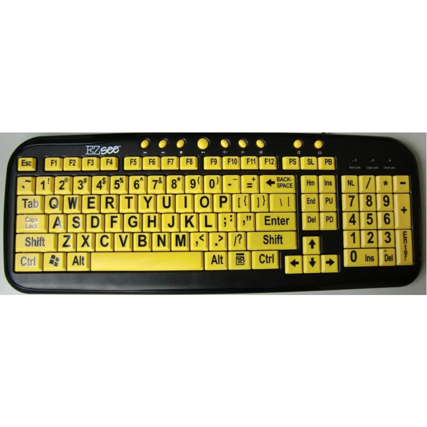 DataCal Ezsee Low Vision Keyboard Large Print Yellow Keys