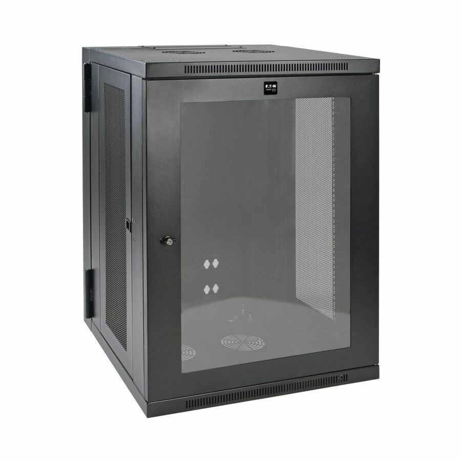 Tripp Lite by Eaton SmartRack 18U Low-Profile Switch-Depth Wall-Mount Half-Height Rack Enclosure Clear Acrylic Window Hinged Back