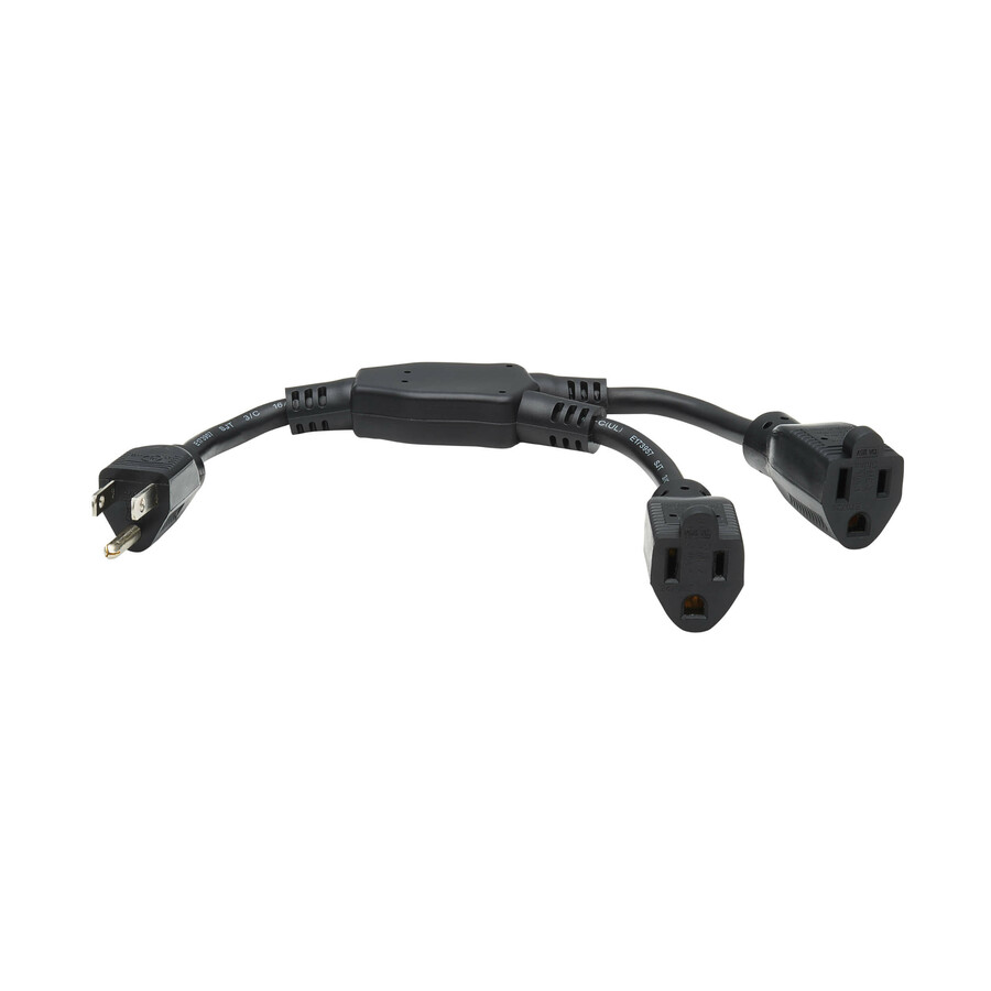 Eaton Tripp Lite Series Extension Cord Y Splitter, NEMA 5-15P to 2x NEMA 5-15R - 13A, 125V, 16 AWG, 1 ft. (0.3 m), Black
