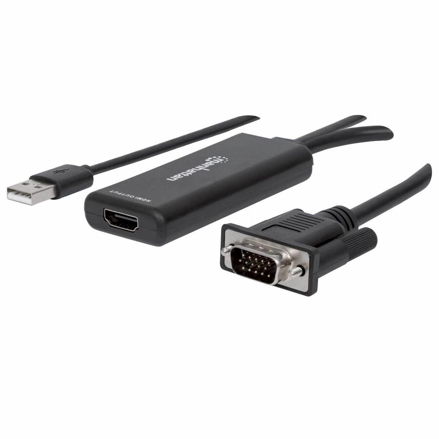 VGA and USB-A to HDMI Converter, Analog VGA Video and USB Audio to Digital HDMI Signal, 1920x1080, 1080p@60Hz, 24-bit colour, 1.65 Gbps / 165 MHz, Three Year Warranty