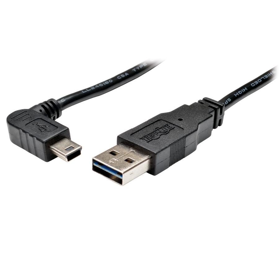 Eaton Tripp Lite Series Universal Reversible USB 2.0 Cable (Reversible A to Right-Angle 5Pin Mini B M/M), 3 ft. (0.91 m)