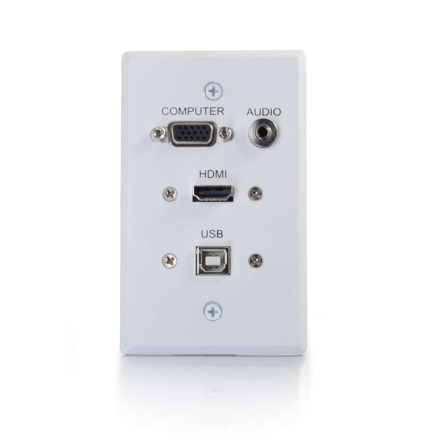 C2G HDMI, VGA, 3.5mm Audio and USB Pass Through Single Gang Wall Plate - White