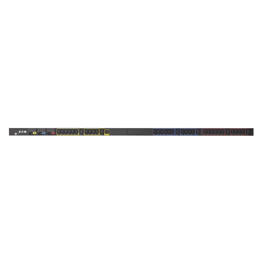 Eaton Basic rack PDU, 0U, L21-30P input, 8.64 kW max, 120/208V, 24A, 10 ft cord, Three-phase, Outlets: (1) 5-20R, (30) C13 Outlet grip, (6) C19 Outlet grip