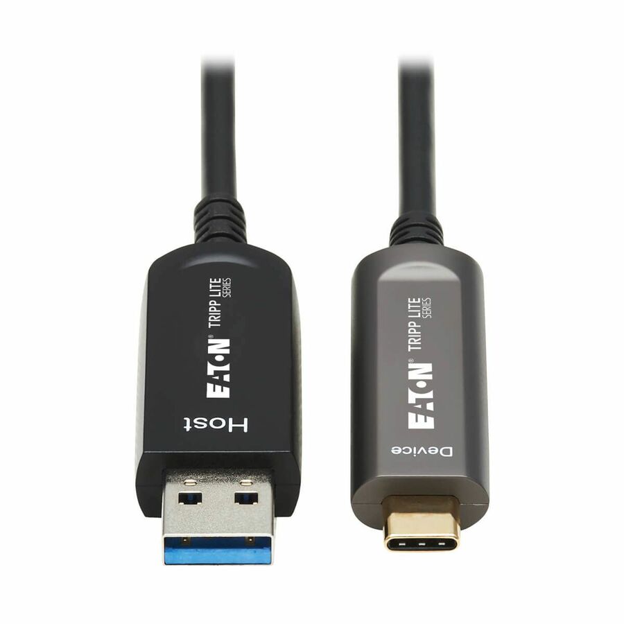 Eaton Tripp Lite Series USB-A to USB-C AOC Cable (M/M) - USB 3.2 Gen 2 (10Gbps) Plenum-Rated Fiber Active Optical - Data Only, Black, 30 m (98 ft.)