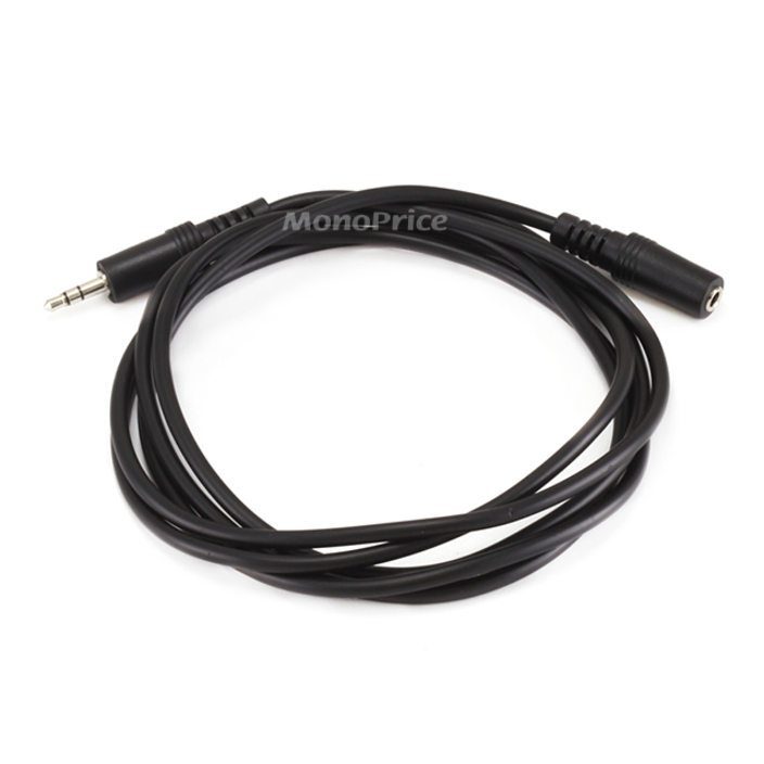 [04Aud3.5mmMF-06] Monoprice 6ft 3.5mm Stereo Plug/Jack M/F Cable - Black