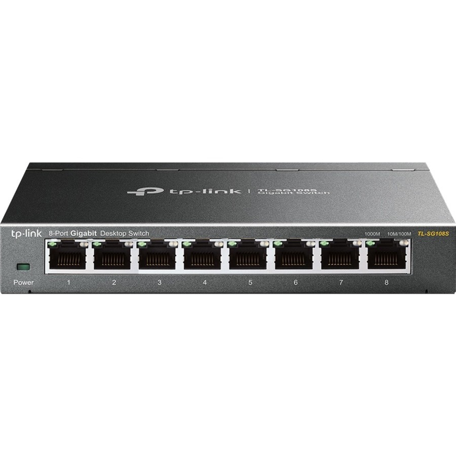 [21TL-SG108S] TP-Link TL-SG108S - 8 Port Gigabit Ethernet Switch - Desktop/Wall-Mount - Plug & Play - Fanless - Sturdy Metal - 802.1p/DSCP QoS & IGMP Snooping - Compact Design