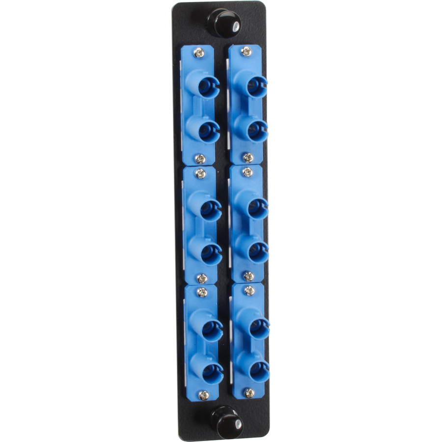 Black Box High-Density Adapter Panel, Ceramic Sleeves, (6) ST Duplex Pairs, Blue