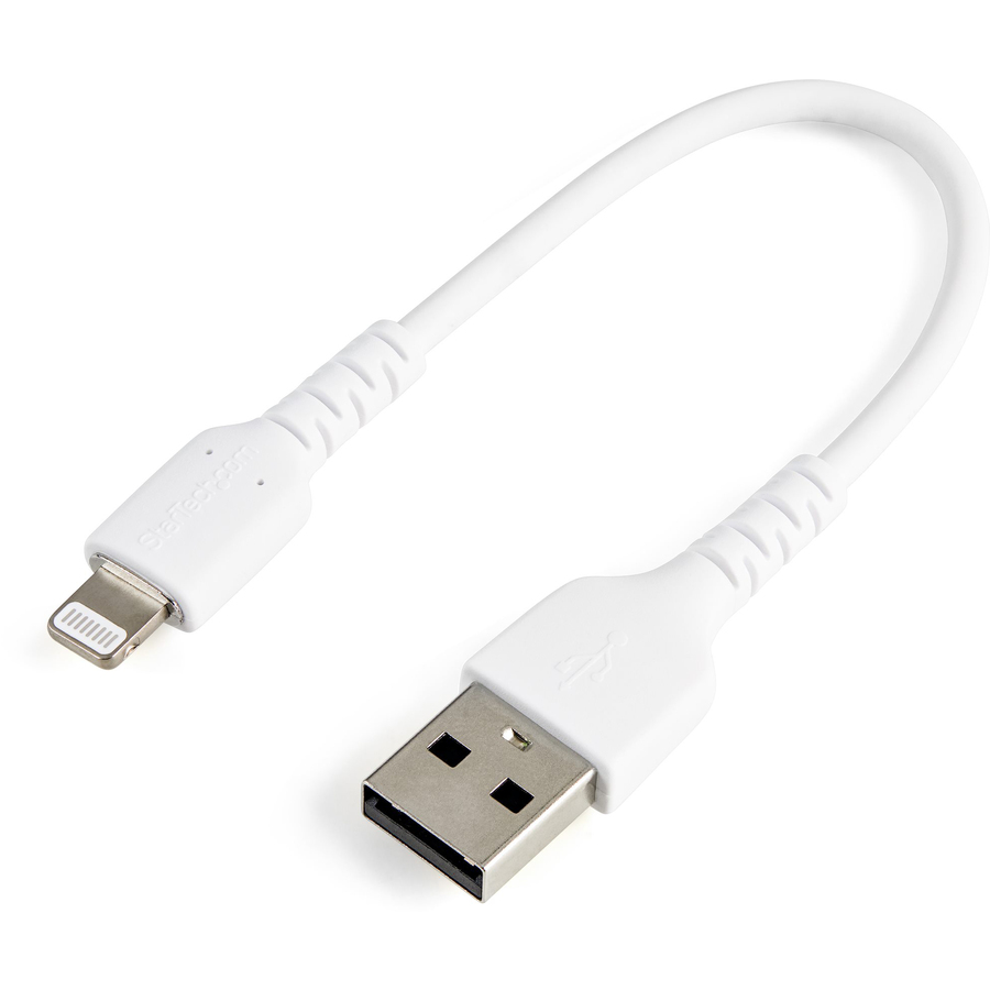 StarTech 6 inch/15cm Durable White USB-A to Lightning Cable, Rugged Heavy Duty Charging/Sync Cable for Apple iPhone/iPad MFi Certified