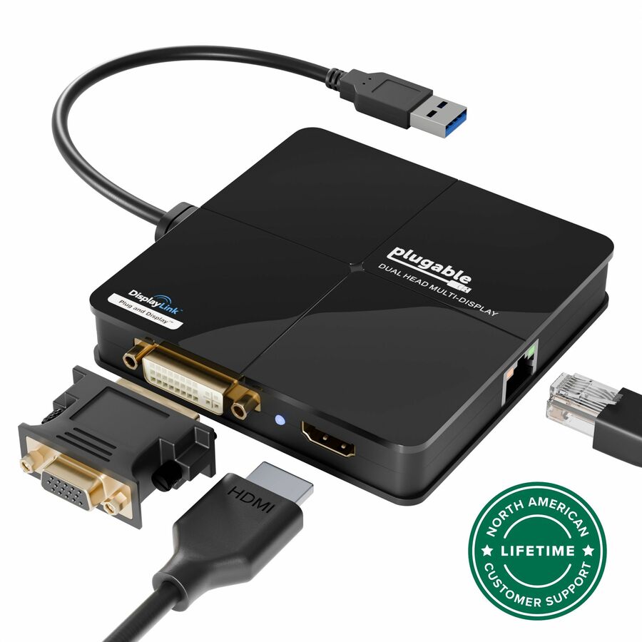 Plugable USB 3.0 Laptop Docking Station - Dual Monitor (HDMI & DVI/VGA)