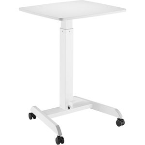 Kantek Mobile Height-Adjustable Compact Sit-Stand Desk - Rectangle Top - 17.60 lb Capacity - Height Adjustable - 29.60" to 44.20" Adjustment - 23.60" Table Top Width x 20.50" Table Top Depth - 44.20" Height x 23.60" Width x 20.50" Depth - Assembly Required - White - Steel, Medium Density Fiberboard (MDF) - 1 Each