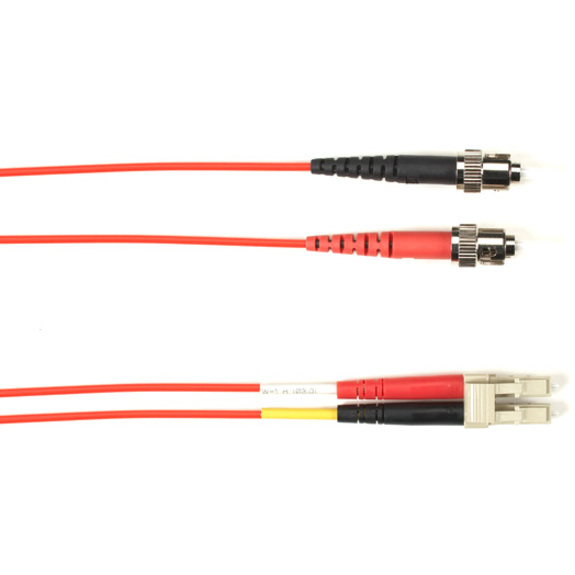 Black Box Fiber Optic Duplex Patch Network Cable - 32.80 ft Fiber Optic Network Cable for Network Device - First End: 2 x ST Network - Male - Second End: 2 x LC Network - Male - 10 Gbit/s - Patch Cable - LSZH - 62.5/125 µm - Red - TAA Compliant