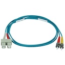 Monoprice 10Gb Fiber Optic Cable, ST/SC, Multi Mode, Duplex - 1 Meter (50/125 Type) - Aqua