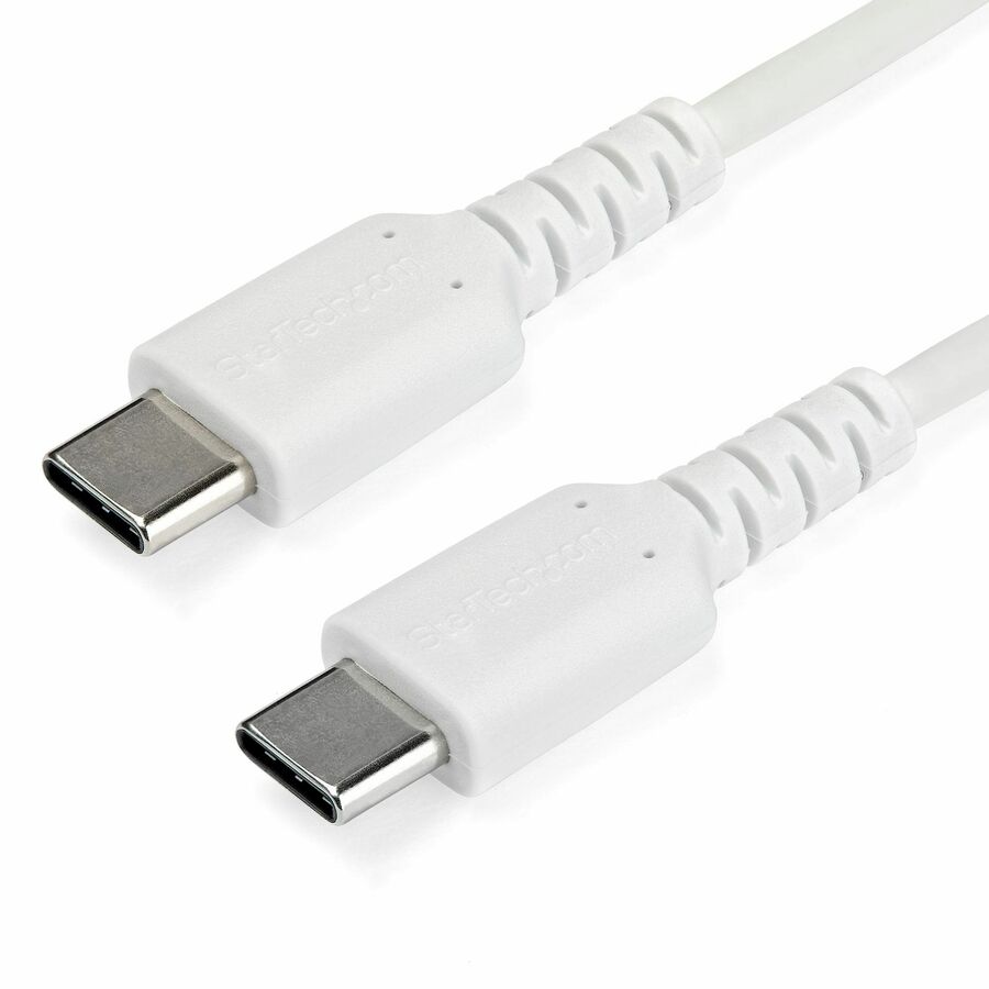 StarTech 6.6ft (2m) USB-C Fast Charging Cable, Rugged, Charge & Sync, 60W (3A) PD, USB 2.0, White TPE Jacket and Aramid Fiber