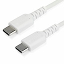 StarTech 6.6ft (2m) USB-C Fast Charging Cable, Rugged, Charge & Sync, 60W (3A) PD, USB 2.0, White TPE Jacket and Aramid Fiber